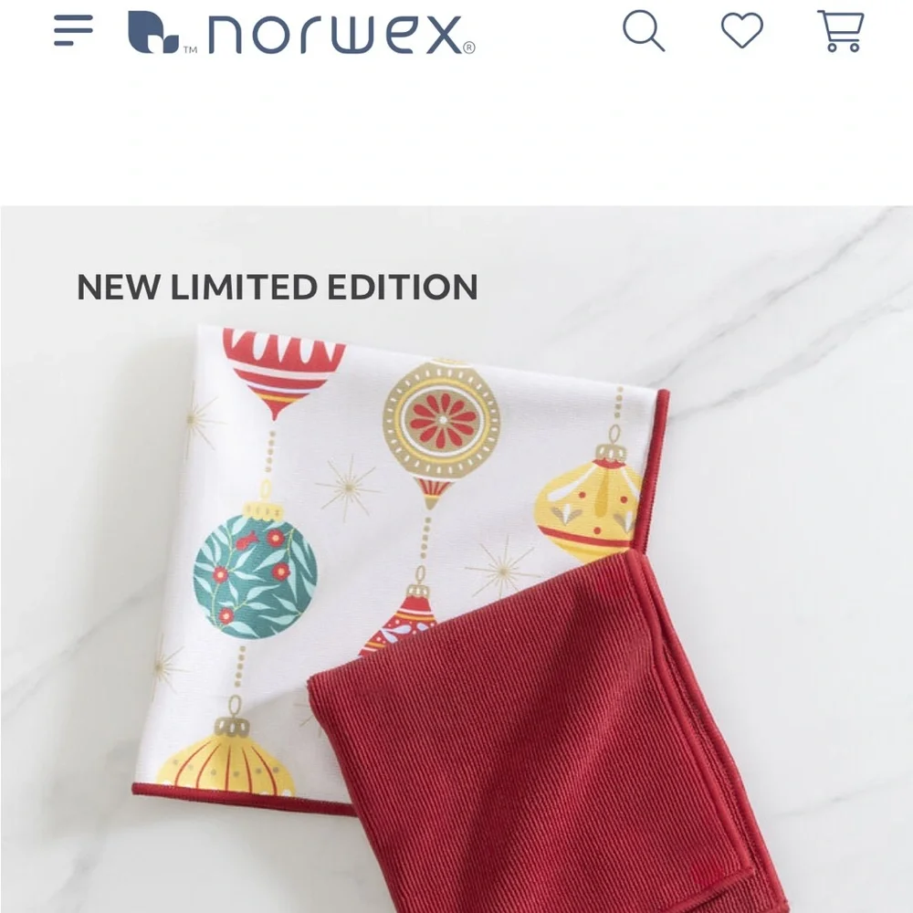 Norwex Festive Red and White Cloth Set, Prices are firm.